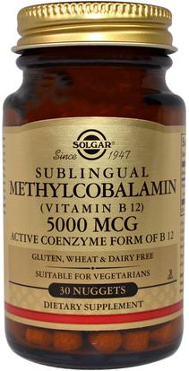 Solgar, Methylcobalamin (Vitamin B12), 5000 mcg, 30 Nuggets ,Herb-sa