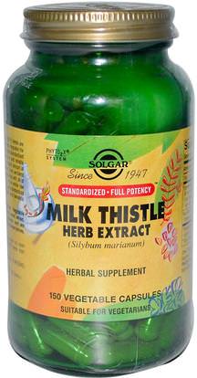 Solgar, Milk Thistle Herb Extract, 150 Vegetable Capsules ,الصحة، السموم، الحليب الشوك (سيليمارين)