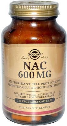 Solgar, NAC, 600 mg, 120 Vegetable Capsules ,المكملات الغذائية، والأحماض الأمينية، ناك (ن أستيل السيستين)