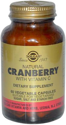Solgar, Natural Cranberry, with Vitamin C, 60 Vegetable Capsules ,الأعشاب، التوت البري