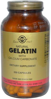 Solgar, Natural Gelatin with Calcium Carbonate, 250 Capsules ,الصحة، صحة الأظافر، الجيلاتين