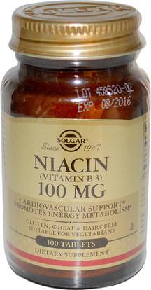 Solgar, Niacin (Vitamin B3), 100 mg, 100 Tablets ,الفيتامينات، فيتامين ب، فيتامين b3، فيتامين b3 - النياسين