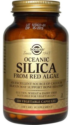 Solgar, Oceanic Silica, From Red Algae, 100 Vegetable Capsules ,المكملات الغذائية، الطحالب البحرية المعدنية الحمراء، المعادن