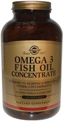 Solgar, Omega-3 Fish Oil Concentrate, 240 Softgels ,المكملات الغذائية، إيفا أوميجا 3 6 9 (إيبا دا)، أوميغا 369 قبعات / علامات التبويب
