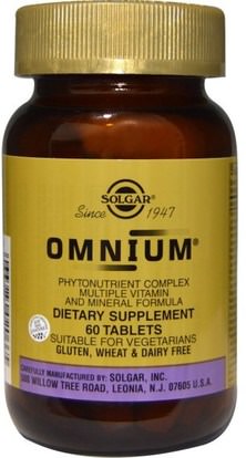 Solgar, Omnium, Phytonutrient Complex Multiple Vitamin and Mineral Formula, 60 Tablets ,الفيتامينات، الفيتامينات