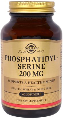 Solgar, Phosphatidylserine, 200 mg, 60 Softgels ,المكملات الغذائية، فسفاتيديل