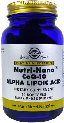Solgar, Platinum Edition, Nutri-Nano CoQ-10 Alpha Lipoic Acid, 60 Softgels ,والمكملات الغذائية، ومضادات الأكسدة