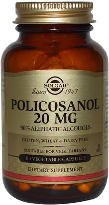 Solgar, Policosanol, 20 mg, 100 Vegetable Capsules ,المكملات الغذائية، بوليكوسانول
