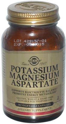 Solgar, Potassium Magnesium Aspartate, 90 Vegetable Capsules ,المكملات الغذائية، المعادن، الأسبارتات المغنيسيوم