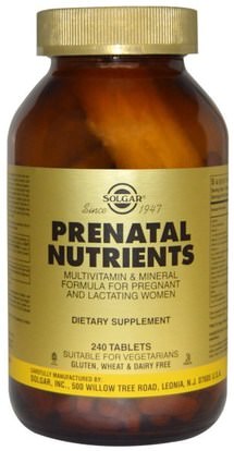 Solgar, Prenatal Nutrients, Multivitamin & Mineral, 240 Tablets ,الفيتامينات، الفيتامينات قبل الولادة