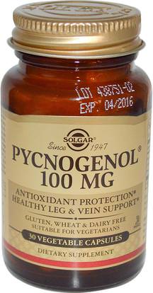 Solgar, Pycnogenol, 100 mg, 30 Vegetable Capsules ,والمكملات الغذائية، ومضادات الأكسدة، بيكنوغينول