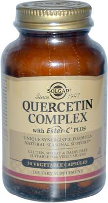 Solgar, Quercetin Complex, with Ester-C Plus, 50 Vegetable Capsules ,المكملات الغذائية، مضادات الأكسدة، كيرسيتين