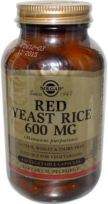 Solgar, Red Yeast Rice, 600 mg, 120 Vegetable Capsules ,والمكملات الغذائية، والأرز الخميرة الحمراء