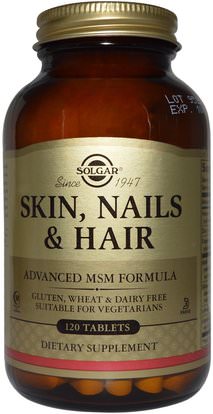 Solgar, Skin, Nails & Hair, Advanced MSM Formula, 120 Tablets ,حمام، الجمال، الشعر ترقق ونمو، النساء، الجلد