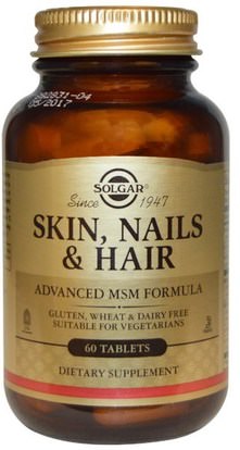 Solgar, Skin, Nails & Hair, Advanced MSM Formula, 60 Tablets ,الصحة، المرأة، الجلد