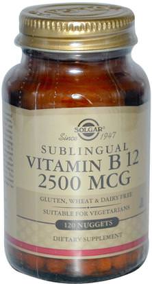 Solgar, Sublingual Vitamin B12, 2500 mcg, 120 Nuggets ,الفيتامينات، فيتامين ب