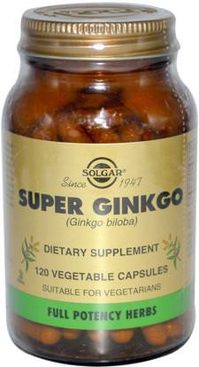 Solgar, Super Ginkgo, 120 Vegetable Capsules ,الأعشاب، الجنكة، بيلوبا