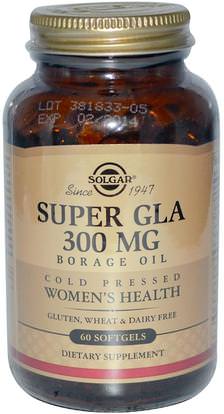 Solgar, Super GLA, Borage Oil, Womens Health, 300 mg, 60 Softgels ,المكملات الغذائية، ايفا اوميجا 3 6 9 (إيبا دا)
