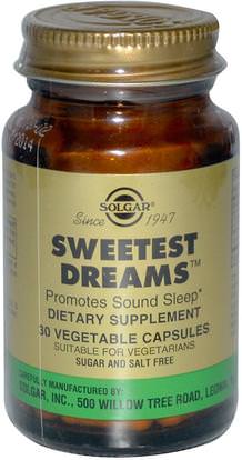 Solgar, Sweetest Dreams, 30 Vegetable Capsules ,المكملات الغذائية، الميلاتونين 3 ملغ