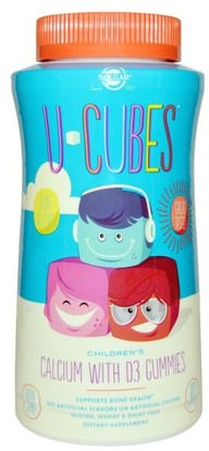 Solgar, U-Cubes, Childrens Calcium With D3 Gummies, 120 Gummies ,والمكملات الغذائية، والمعادن، والكالسيوم، والكالسيوم مضغ، صحة الأطفال والمكملات الأطفال
