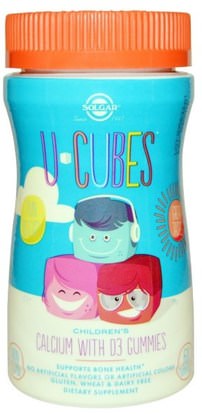 Solgar, U Cubes, Childrens Calcium With D3 Gummies, 60 Gummies ,والمكملات الغذائية، والمعادن، والكالسيوم، والكالسيوم مضغ، صحة الأطفال والمكملات الأطفال