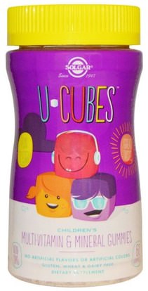 Solgar, U-Cubes, Childrens Multi-Vitamin & Mineral Gummies, 60 Gummies ,الفيتامينات، الفيتامينات المتعددة، غوميس الفيتامينات، الأطفال الفيتامينات