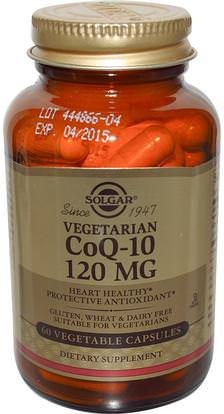 Solgar, Vegetarian CoQ-10, 120 mg, 60 Vegetable Capsules ,المكملات الغذائية، أنزيم q10