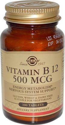Solgar, Vitamin B12, 500 mcg, 100 Tablets ,الفيتامينات، فيتامين ب، فيتامين ب 12