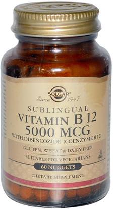 Solgar, Sublingual Vitamin B12, 5000 mcg, 60 Nuggets ,الفيتامينات، فيتامين ب