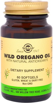 Solgar, Wild Oregano Oil, 60 Softgels ,المكملات الغذائية، زيت أوريغانو