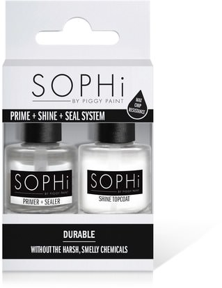 SOPHi by Piggy Paint, Prime + Shine + Seal System, 2 Bottles, 0.5 fl. oz (15 ml) Each ,حمام، الجمال، ماكياج، طلاء الأظافر