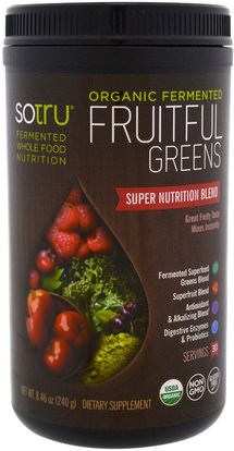 SoTru, Organic Fermented, Fruitful Greens, 8.46 oz (240 g) ,المكملات الغذائية، سوبرفوودس، الخضر