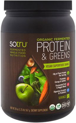 SoTru, Organic Fermented, Protein & Greens, 20 oz (567 g) ,والمكملات الغذائية، سوبرفوودس، والبروتين