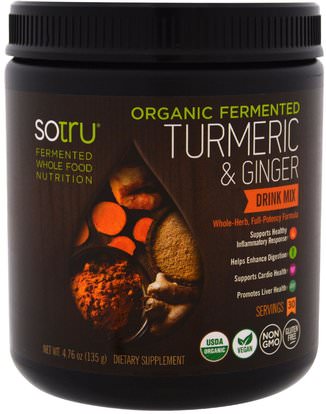 SoTru, Organic Fermented, Turmeric & Ginger Drink Mix, 4.76 oz (135 g) ,المكملات الغذائية، مضادات الأكسدة، الكركمين