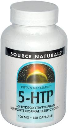 Source Naturals, 5-HTP, 100 mg, 120 Capsules ,المكملات الغذائية، 5-هتب، 5-هتب 100 ملغ