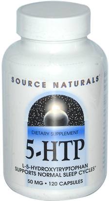 Source Naturals, 5-HTP, 50 mg, 120 Capsules ,المكملات الغذائية، 5-هتب، 5-هتب 50 ملغ