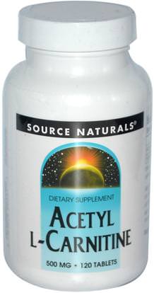 Source Naturals, Acetyl L-Carnitine, 500 mg, 120 Tablets ,المكملات الغذائية، والأحماض الأمينية، ل كارنيتين، أسيتيل ل كارنيتين