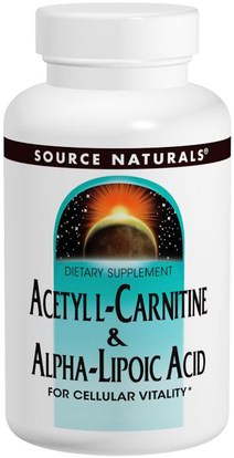 Source Naturals, Acetyl L-Carnitine & Alpha-Lipoic Acid, 650 mg, 120 Tablets ,المكملات الغذائية، مضادات الأكسدة، حمض الليبويك ألفا