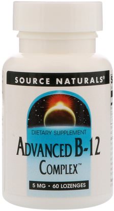 Source Naturals, Advanced B-12 Complex, 5 mg, 60 Lozenges ,المكملات الغذائية، فيتامينات سونزيمات ب