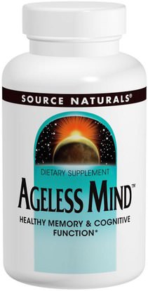 Source Naturals, Ageless Mind, 60 Tablets ,الصحة، اضطراب نقص الانتباه، إضافة، أدهد، الدماغ، فينبوسيتين