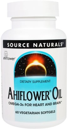 Source Naturals, Ahiflower Oil, 60 Veggie Softgels ,المكملات الغذائية، ايفا اوميجا 3 6 9 (إيبا دا)
