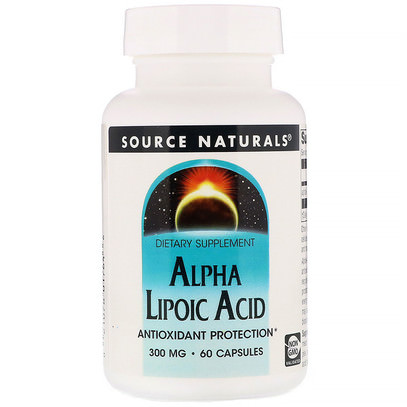Source Naturals, Alpha Lipoic Acid, 300 mg, 60 Capsules ,والمكملات الغذائية، ومضادات الأكسدة، ألفا حمض ليبويك، ألفا حمض ليبويك 300 ملغ