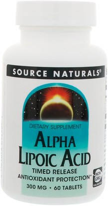 Source Naturals, Alpha Lipoic Acid, Timed Release, 300 mg, 60 Tablets ,ألفا حمض ليبويك، ألفا حمض ليبويك 300 ملغ، والمكملات الغذائية، ومضادات الأكسدة