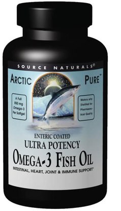 Source Naturals, Arctic Pure, Ultra Potency, Omega-3 Fish Oil, 850 mg, 120 Softgels ,المكملات الغذائية، إيفا أوميجا 3 6 9 (إيبا دا)، زيت السمك