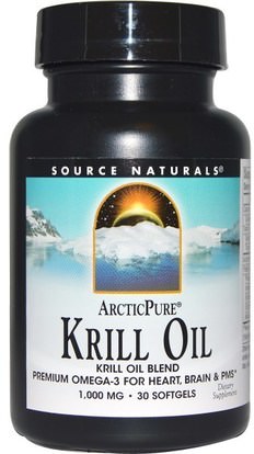 Source Naturals, ArcticPure, Krill Oil, 1,000 mg, 30 Softgels ,المكملات الغذائية، إيفا أوميجا 3 6 9 (إيبا دا)، زيت السمك، زيت الكريل