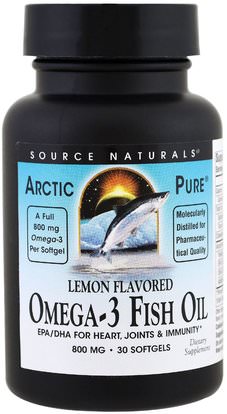 Source Naturals, ArcticPure, Omega-3 Fish Oil, Lemon, 800 mg, 30 Softgels ,المكملات الغذائية، إيفا أوميجا 3 6 9 (إيبا دا)، زيت السمك