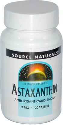Source Naturals, Astaxanthin, 2 mg, 120 Tablets ,المكملات الغذائية، مضادات الأكسدة، أستازانتين