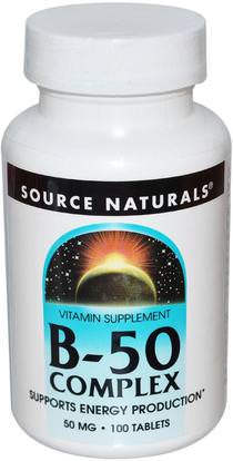 Source Naturals, B-50 Complex, 50 mg, 100 Tablets ,الفيتامينات، فيتامين ب المعقدة 50