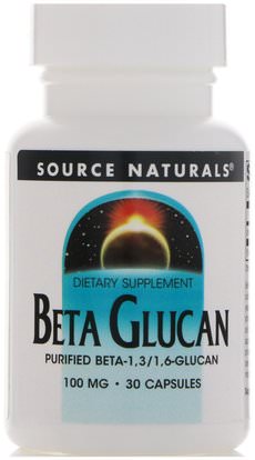 Source Naturals, Beta Glucan, 100 mg, 30 Capsules ,المكملات الغذائية، بيتا جلوكان