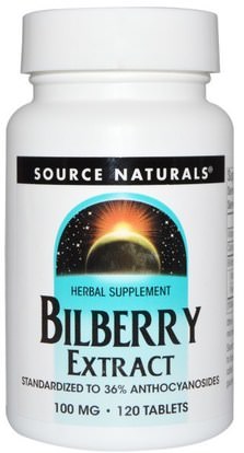 Source Naturals, Bilberry Extract, 100 mg, 120 Tablets ,الصحة، العناية بالعيون، العناية بالعيون، التوت، الكدمات، الكدمات
